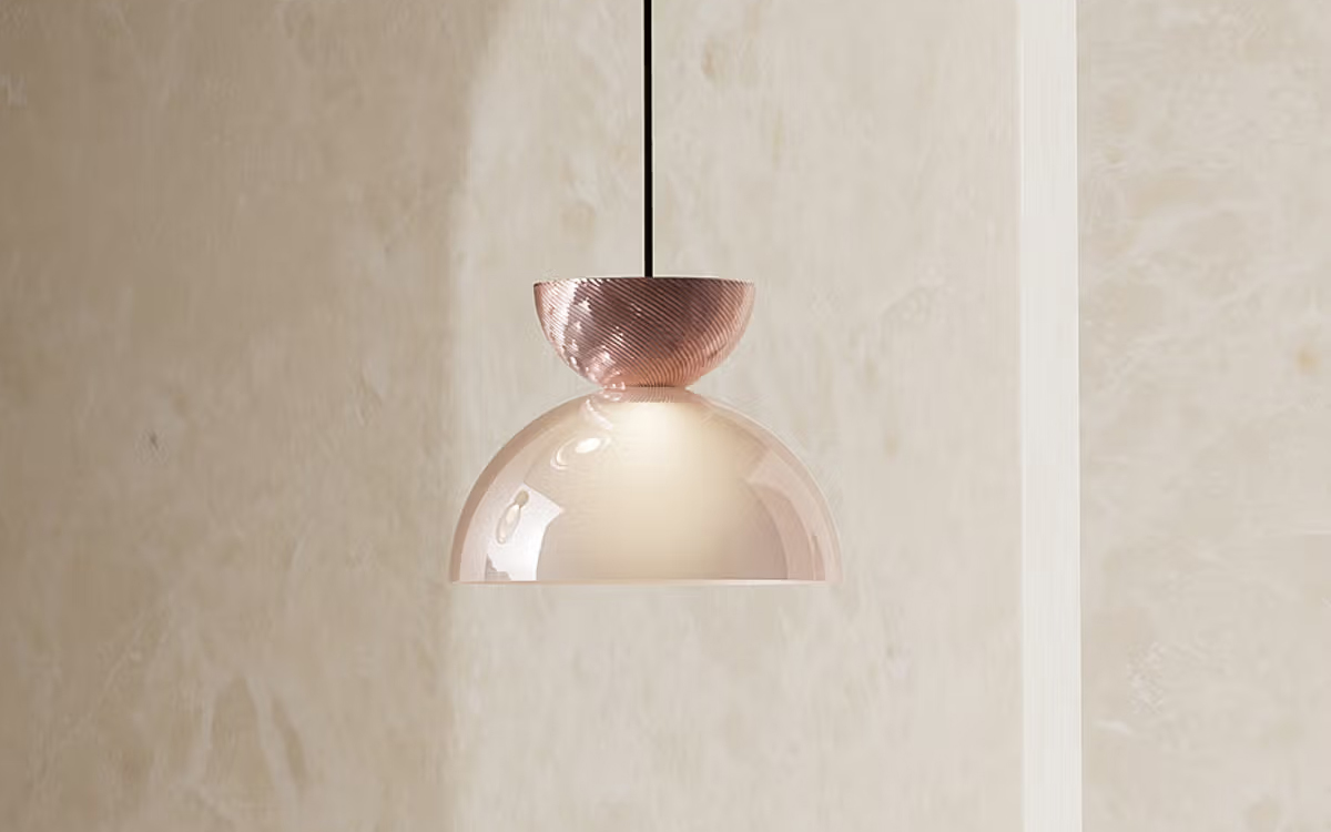 Hemisphere Pendant Lamp with Integrated Warm LED and Sandblasted Glass Sphere for Subtle Ambience