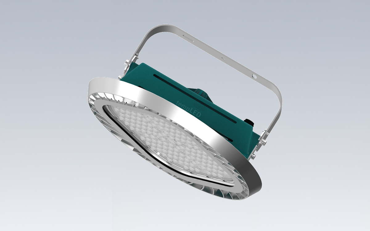 High-Bay LED Light for High Ambient Temperature Industrial Facilities with Integrated DALI-2 Dimming and Casambi Control