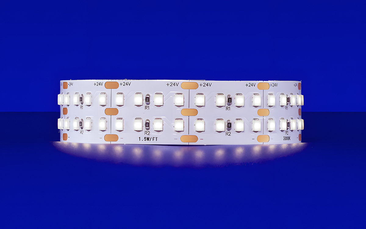 High-CRI/Efficacy Double Row Static White LED Strip Lights for Linear, Cove, Under Cabinet, and Architectural Installations