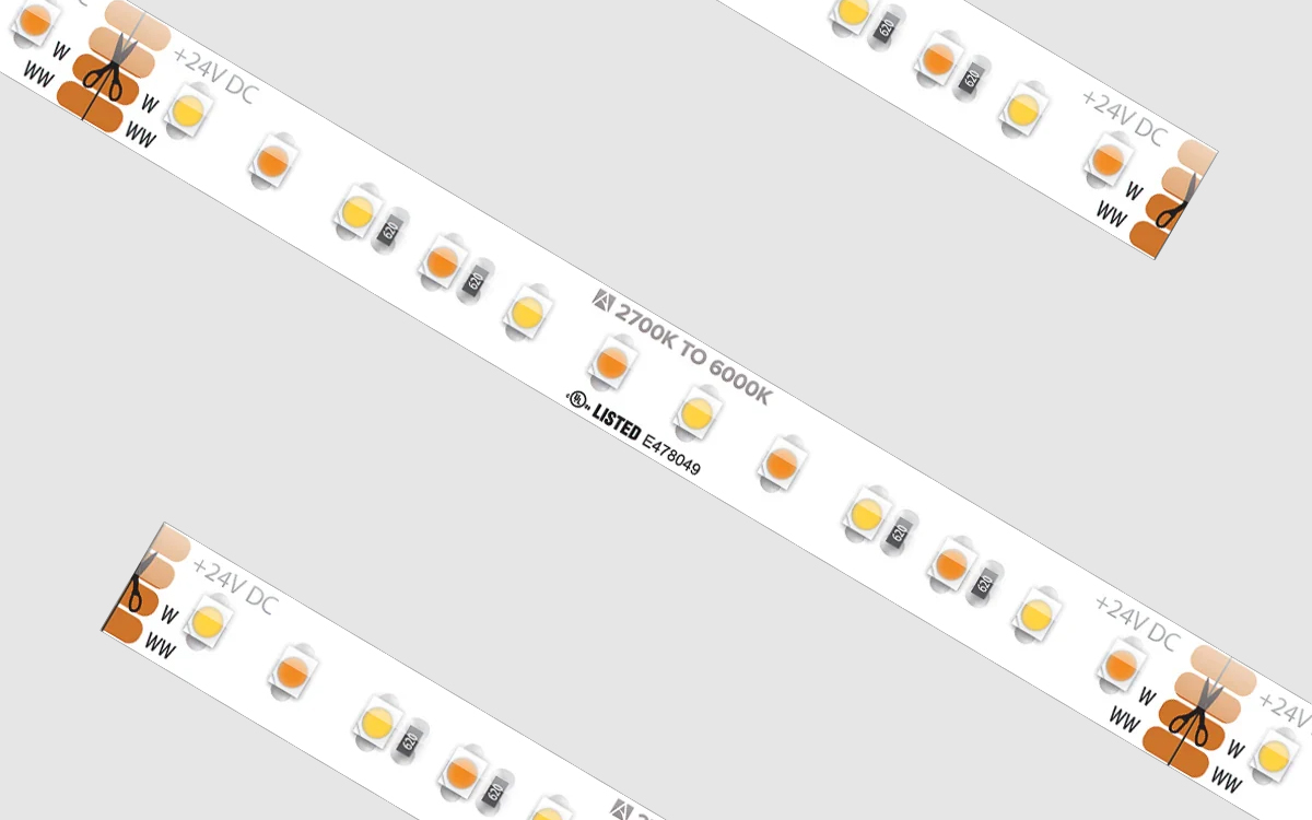 High CRI Tunable White LED Strip Lights from Warm 2700K to Cool 6000K for Daylight Simulation