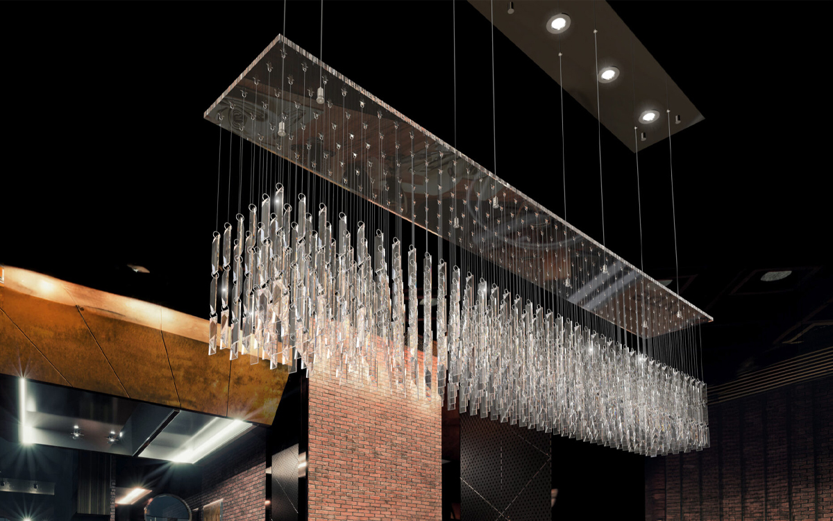 High-End Chandelier Light with Floating Crystals for Hotel Lobbies, Restaurants, and Exclusive Residential Interiors