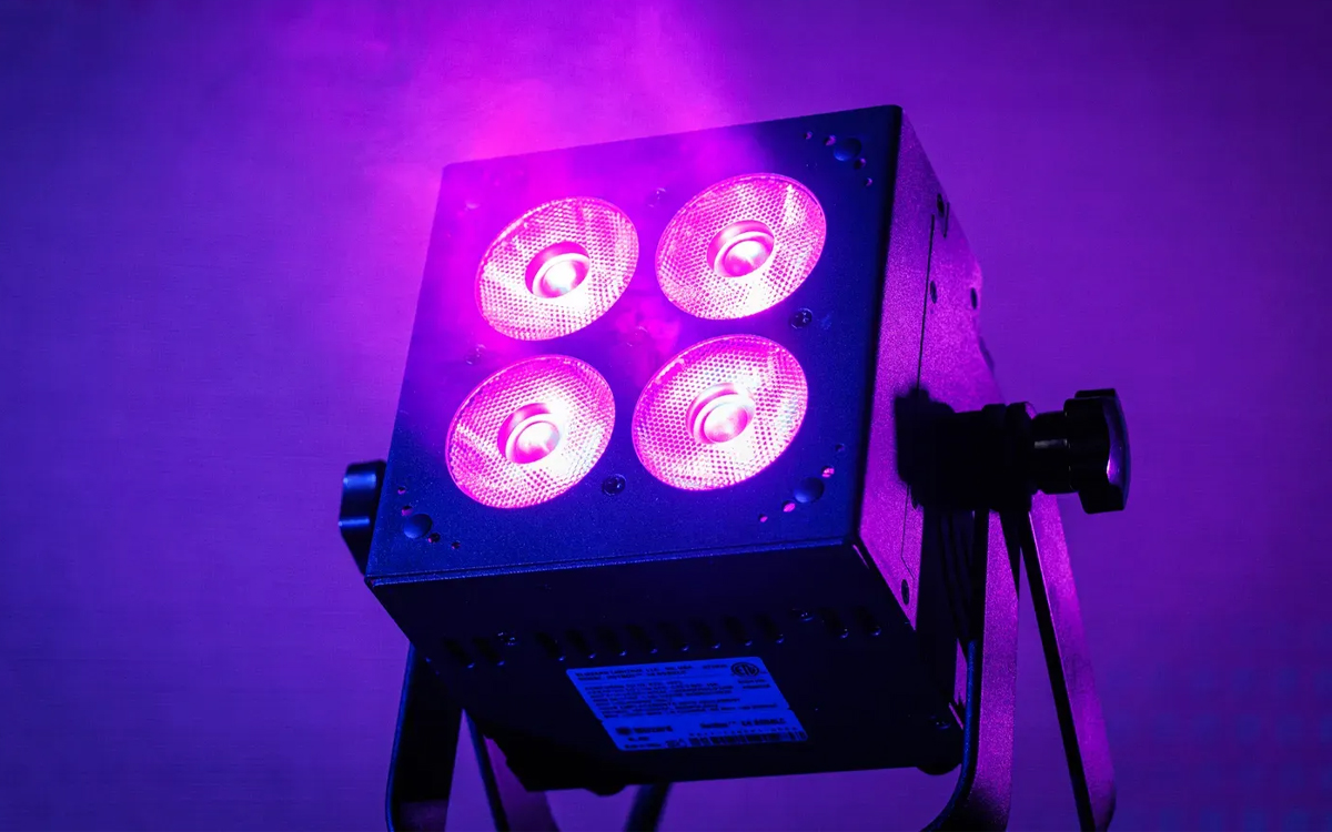 High-Output RGBALC Full Color LED Wash Light with Smooth Color Mixing, Variable Dimming Curves, Striking Strobe Effects