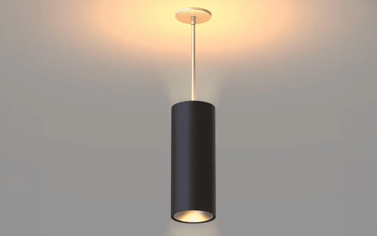 Indirect Cylinder LED Pendant Light with Single-Point Suspension for Modern Architectural Ceilings