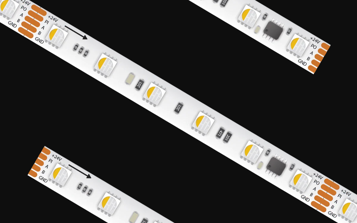 Individually Addressable RGBW LED Strip Lights with DMX Control for Chasing, Strobe, and Wave Effects