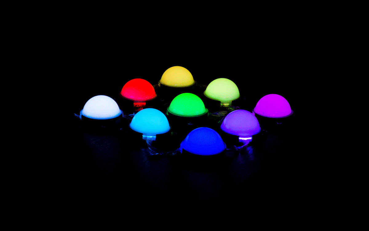 Individually Controllable RGB LED Domes for Pixel Mapping, Stage Lighting, and Architectural Installations