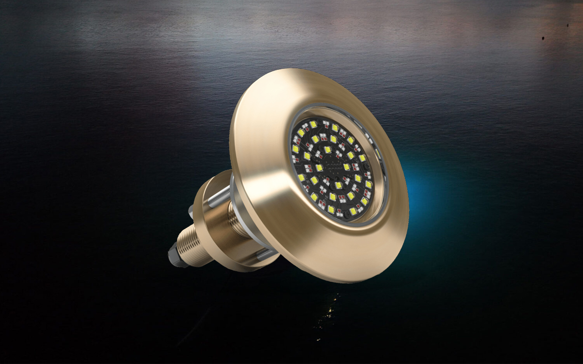 Interchangeable Thru-Hull RGBW Underwater LED Light with Programmable Effects and Sound Reactive Lighting