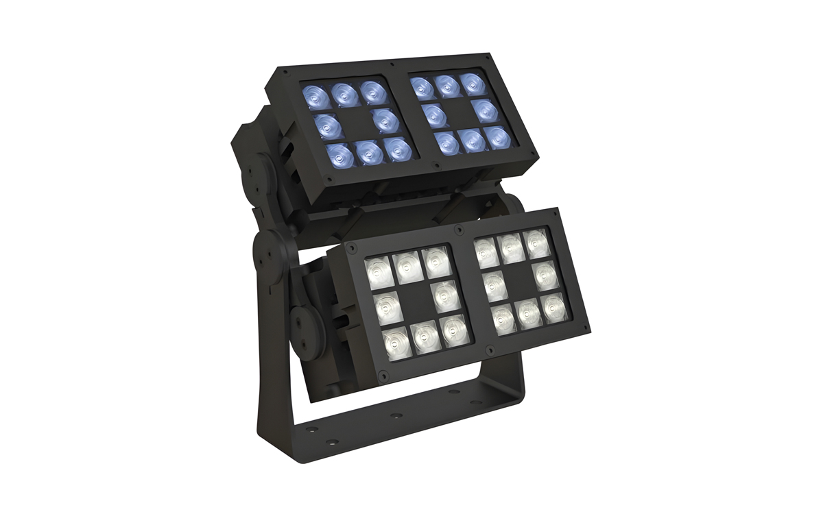IP67 Outdoor LED Floodlight with Dual Independently DMX-Controlled Sections and Wireless Casambi Dimming