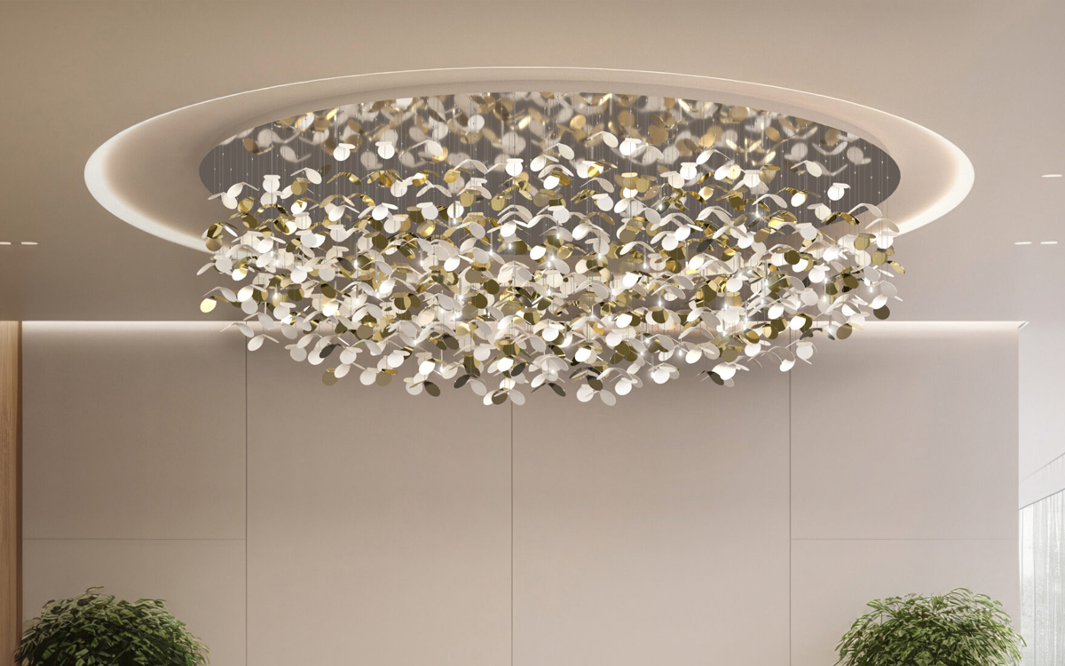 Iridescent Chandelier Light with Sparkling Acrylic Elements for Dramatic Home Interiors