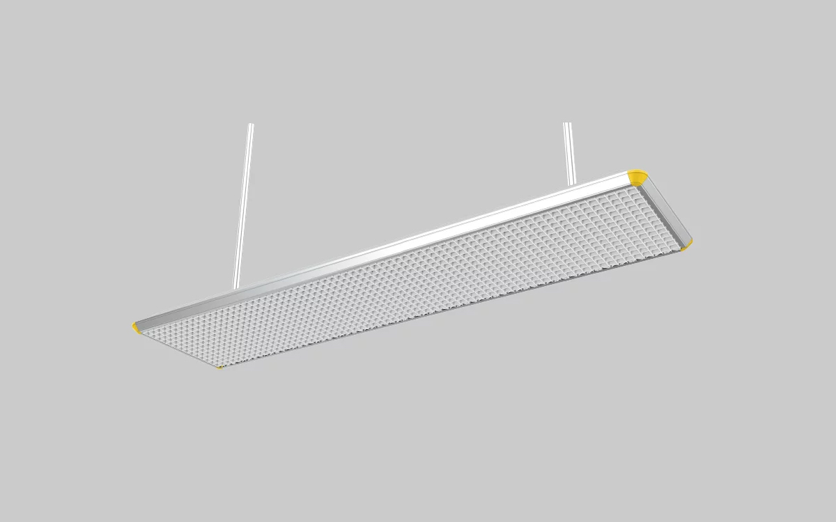 LED Classroom Light with Low Glare Grille Optics, Flicker-Free Output, and VOC-Free Construction