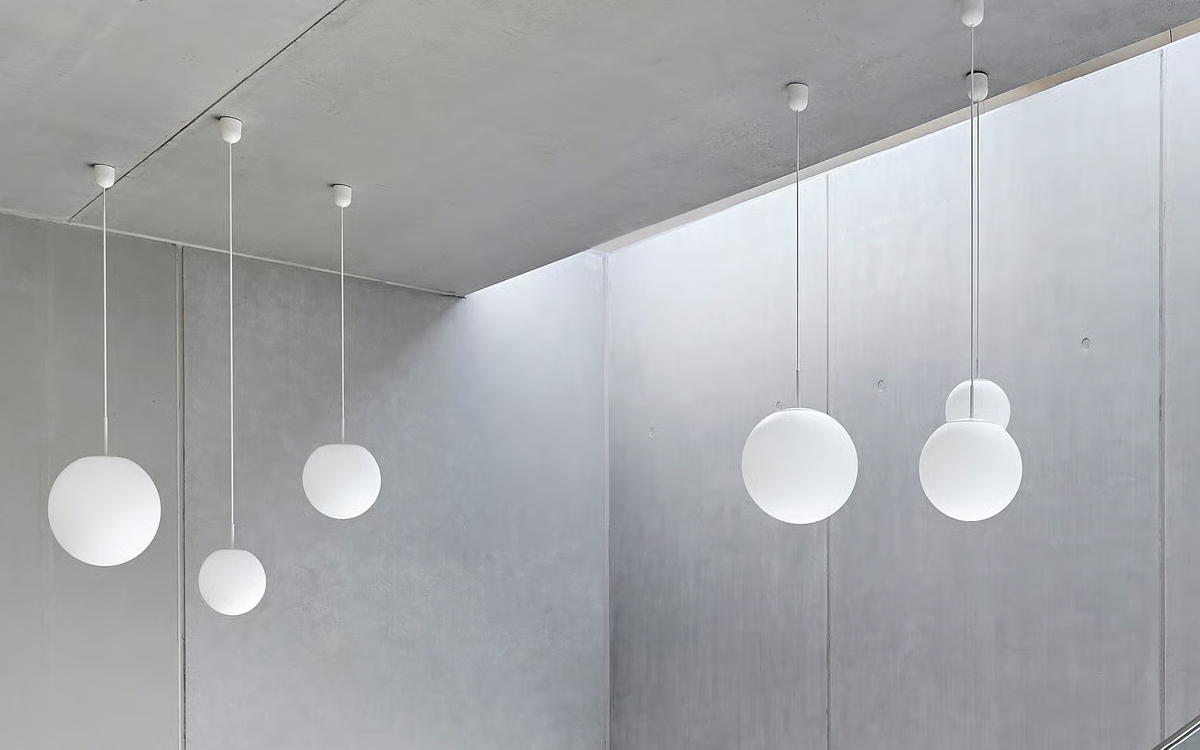 LED Globe Pendant Luminaires with Satin Matt Hand-Blown Opal Glass