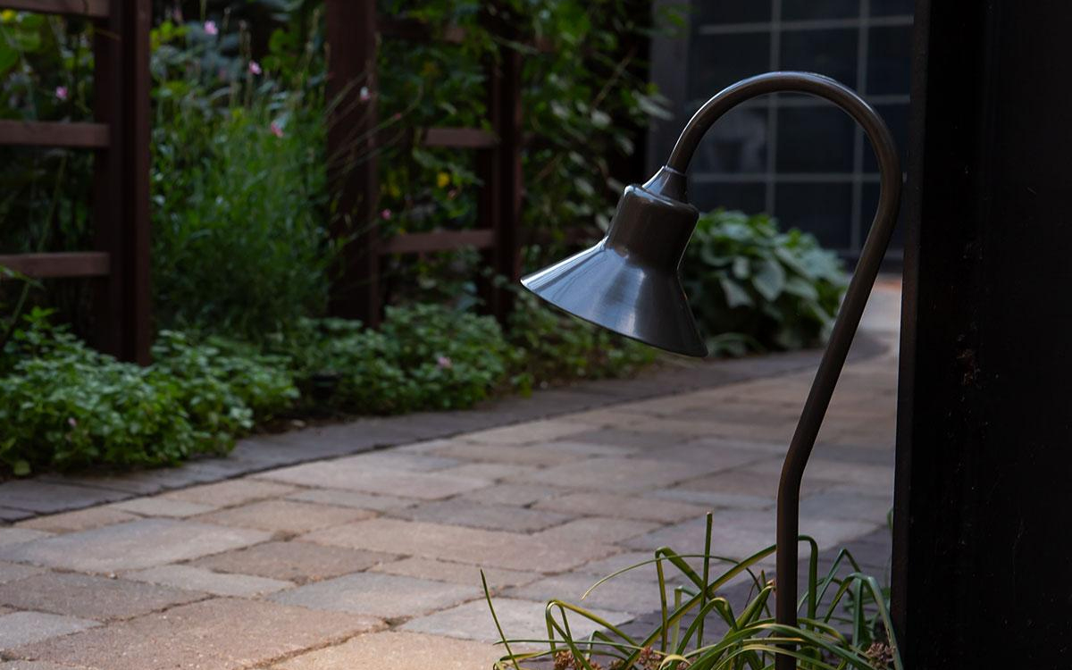 LED Pathway Light with Weather-Resistant Copper and Brass Housing