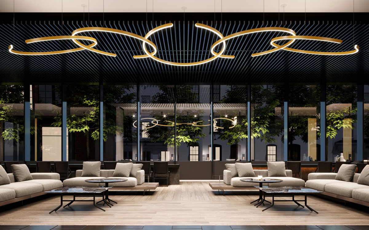 LED Pendant Light with Sculpted Arc and Seamless Wrapped Diffuser