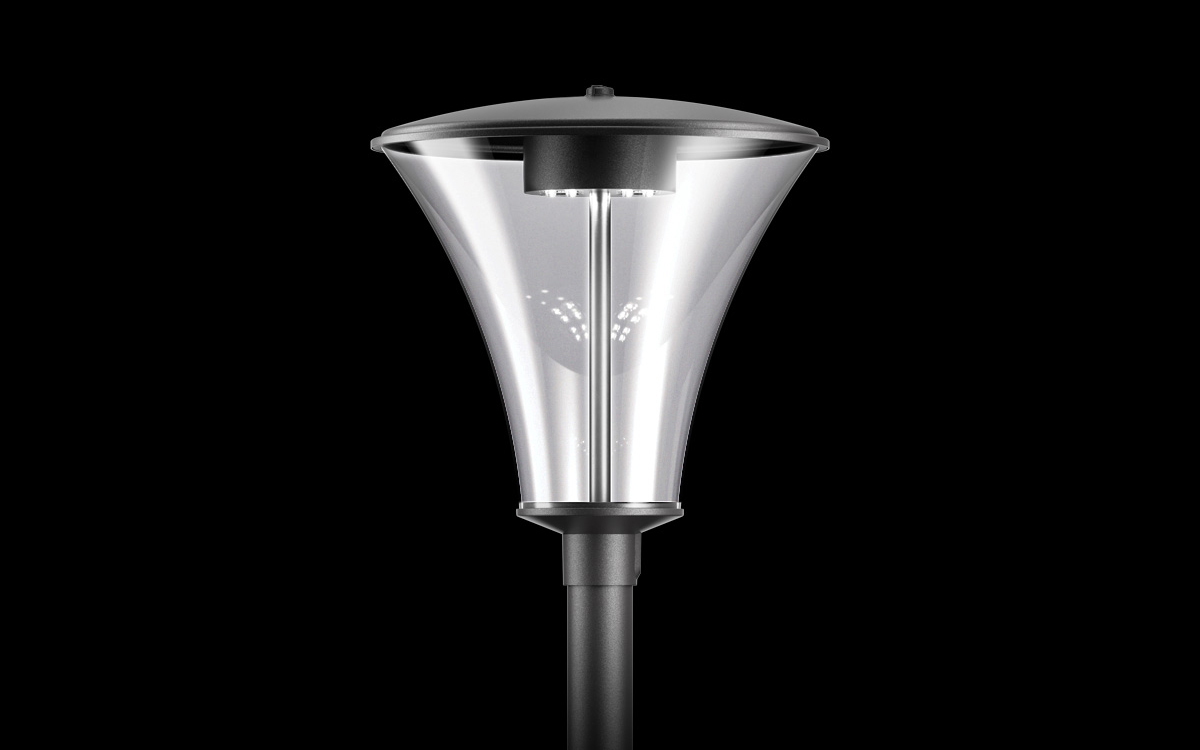 LED Post-Top Fixture for Streets, Squares, and Entry Zones with Smart Control