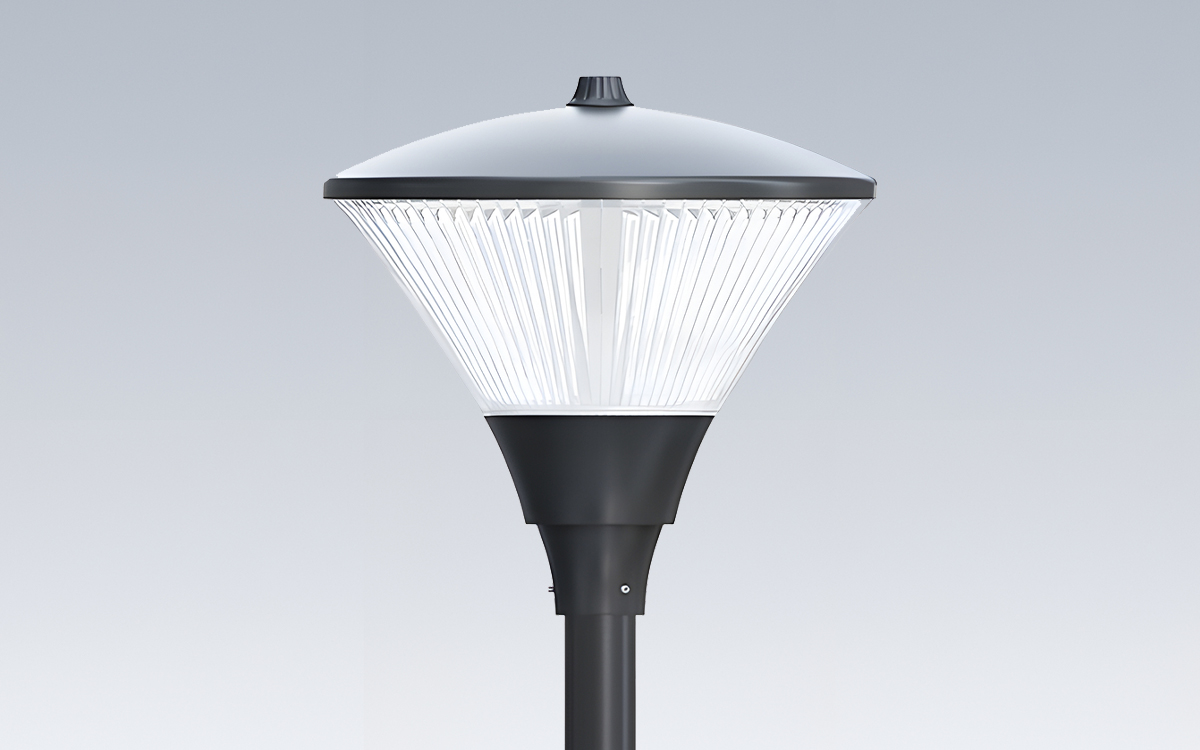 LED Post Top Street Light with Architectural Elegance for Streetscapes, Parking Areas, Parks, and Residential Roads