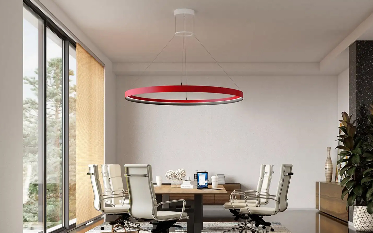 LED Ring Chandelier Light with Power-Over-Suspension Cable and Integrated Driver Canopy