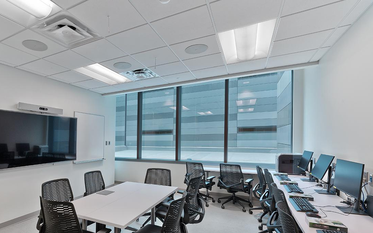 LED Troffer Light with Perforated Center Basket for Offices, Schools, and Healthcare Facilities