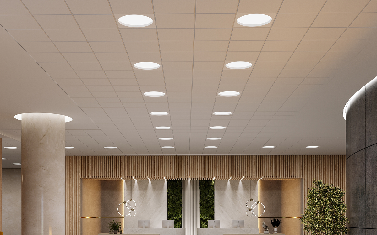 LED Troffer Light with Regressed Circular Lens for Modern Offices, Classrooms, and Healthcare Environments