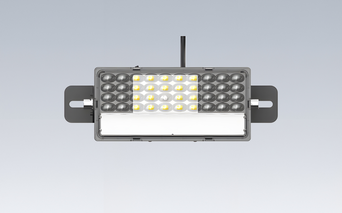 LED Tunnel Light for Roadway and Subway Infrastructure Applications with High Luminous Efficiency and Glare Control