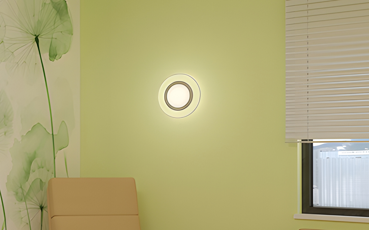 LED Wall Fixture with Dynamic RGBW Perimeter and Static White Center Light for Medical Facilities, Nursing Stations, and Patient Rooms