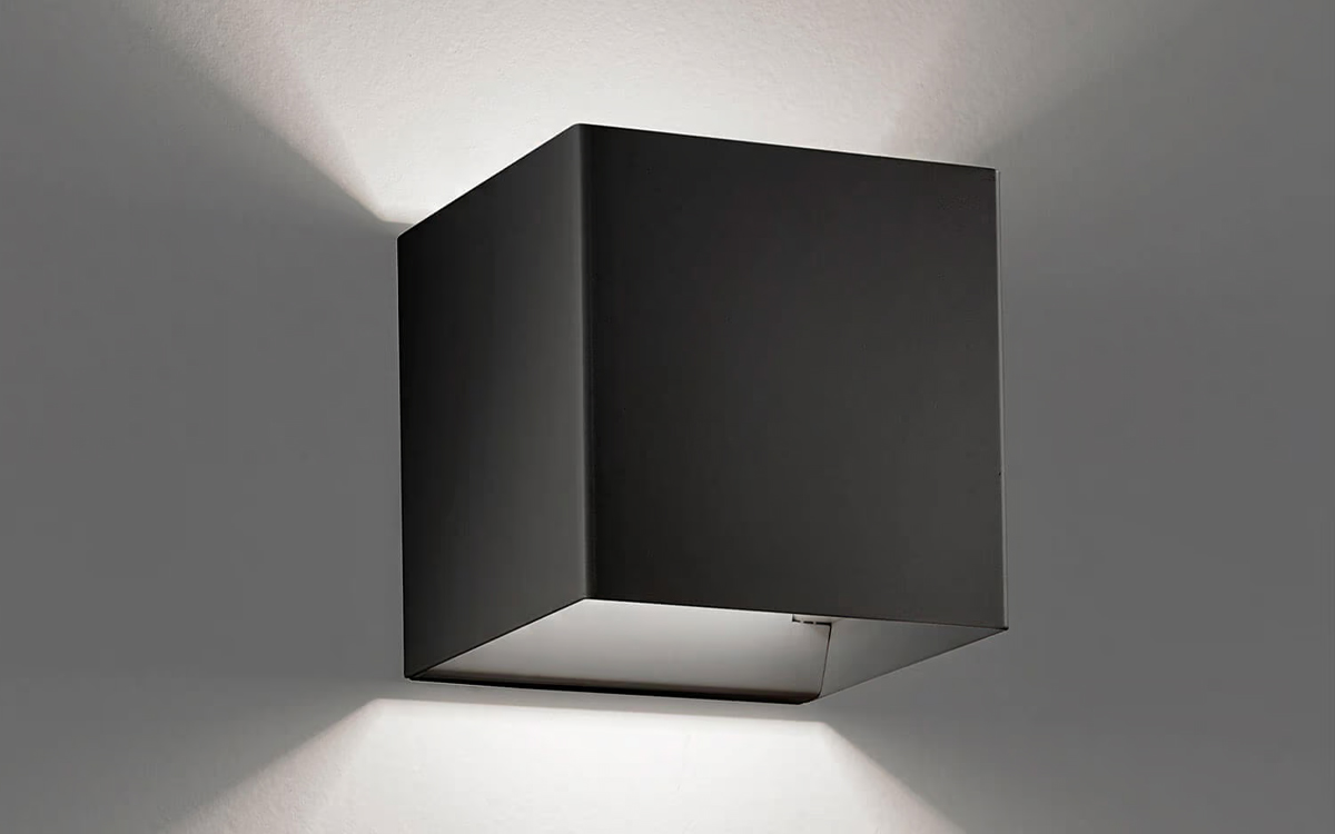 LED Wall Light in Box Form with Dual Beam Diffusion and Elegant Architectural Presence