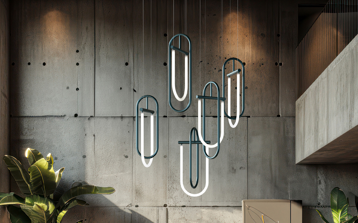 Legato-Inspired LED Pendant Light with Illuminated Opal Tubes and Dynamic Suspended Arrangement for Modern Interiors