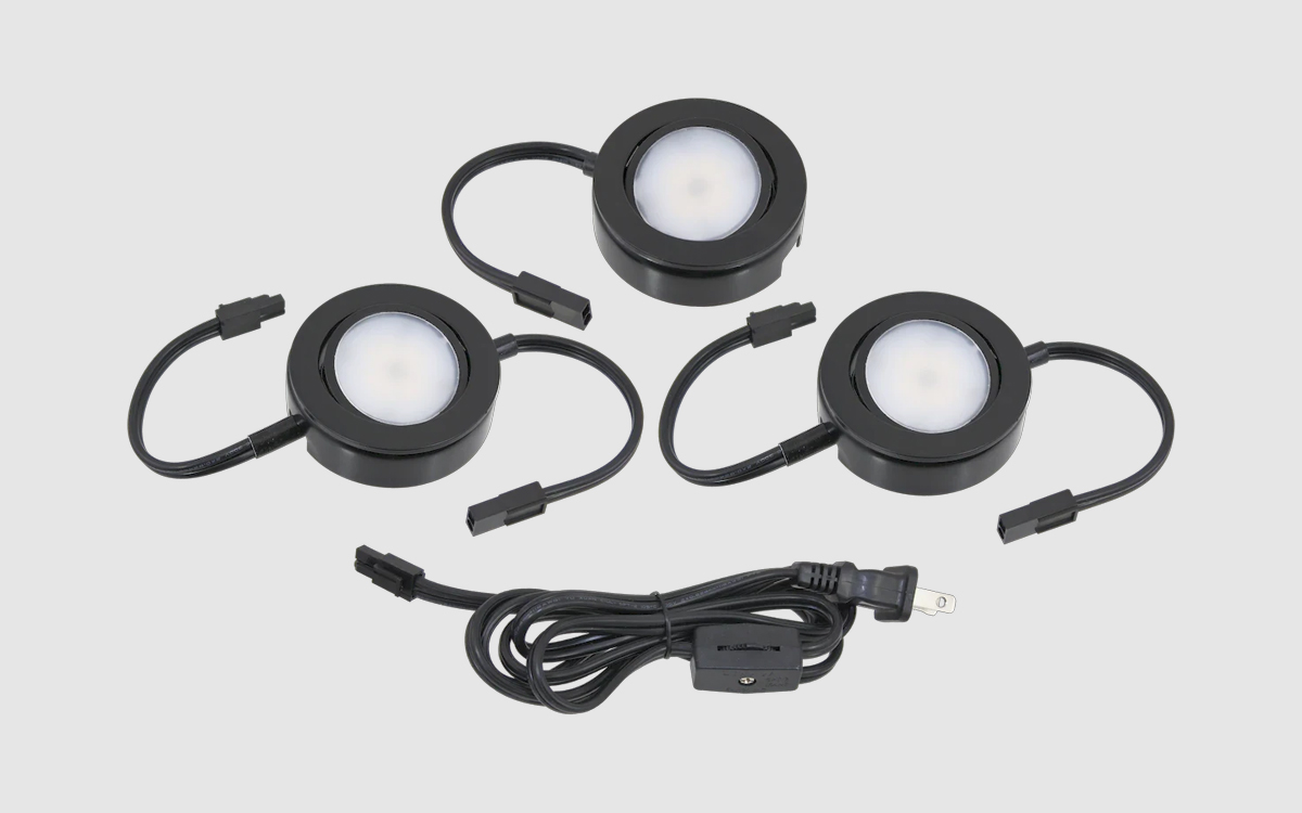 Line-Voltage LED Puck Light with 120V AC Input for Under Cabinet, Display, and Accent Lighting