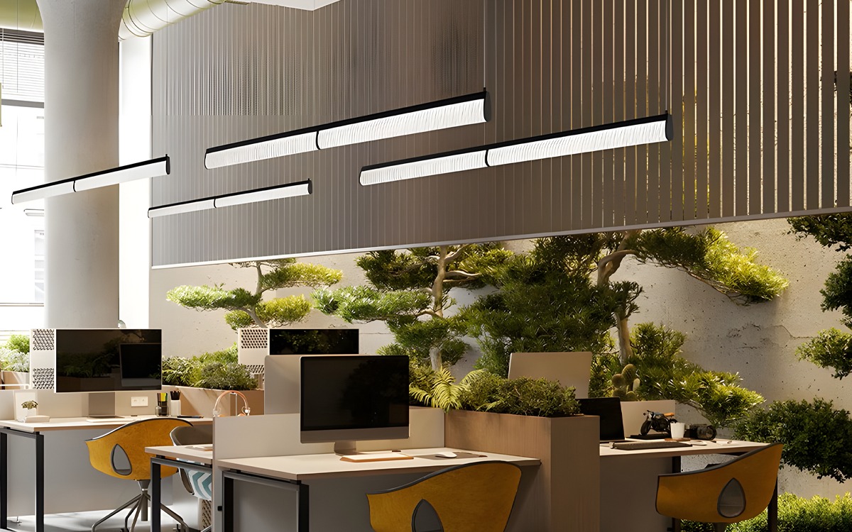 Linear LED Pendant Light with Plissé Design and Crystal Effect Reflections