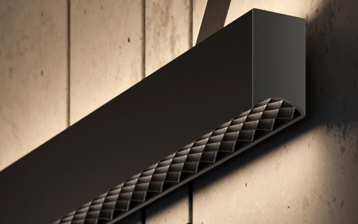 Linear LED Wall Light with Anti-Glare Diagonal Louver Optics and Smart Control Compatibility