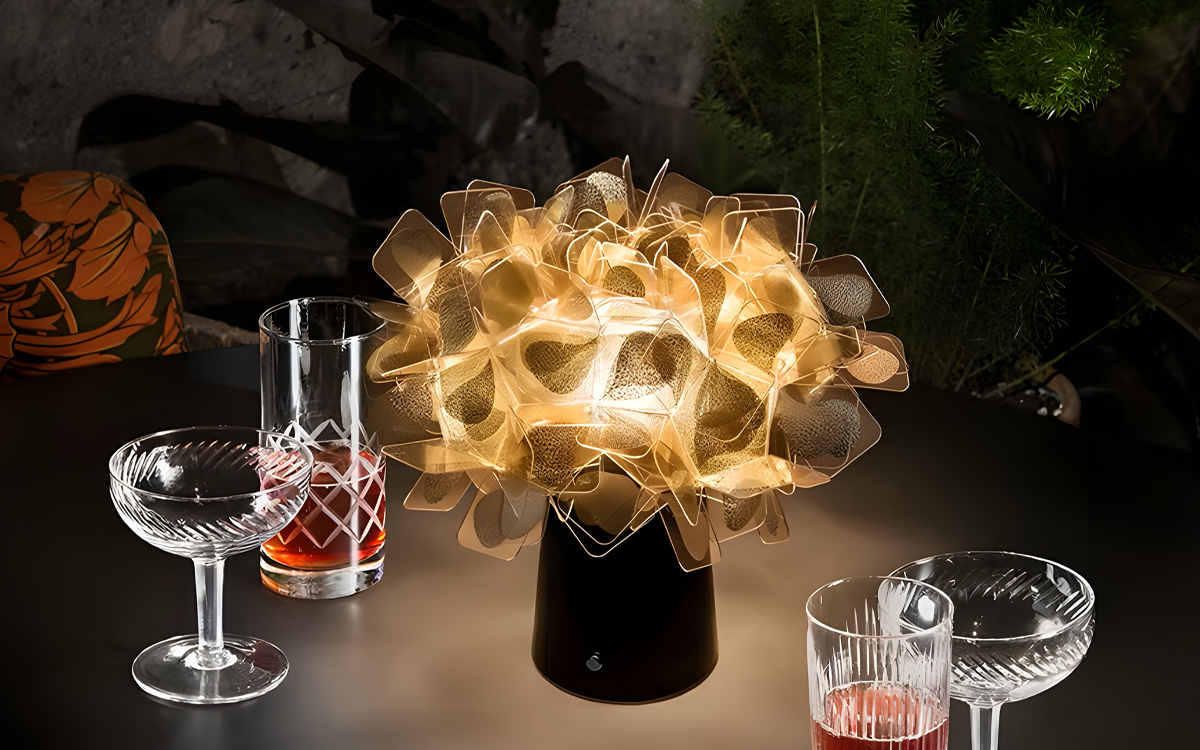 Luxury Wireless Table Lamp with Black and Gold Finish and Soft Touch Dimming for Indoor and Outdoor Use