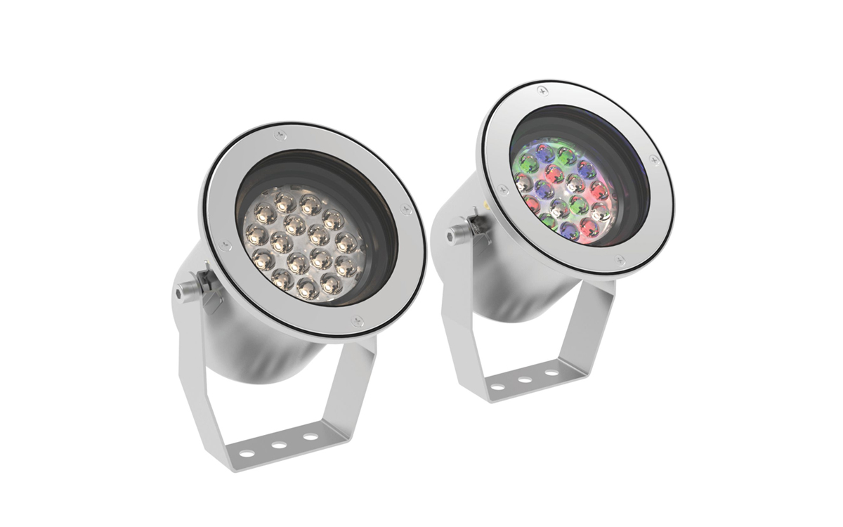 Marine-Grade Stainless Steel RGBW/Static White Underwater Light for Architectural, Landscape, and Water Feature Illumination