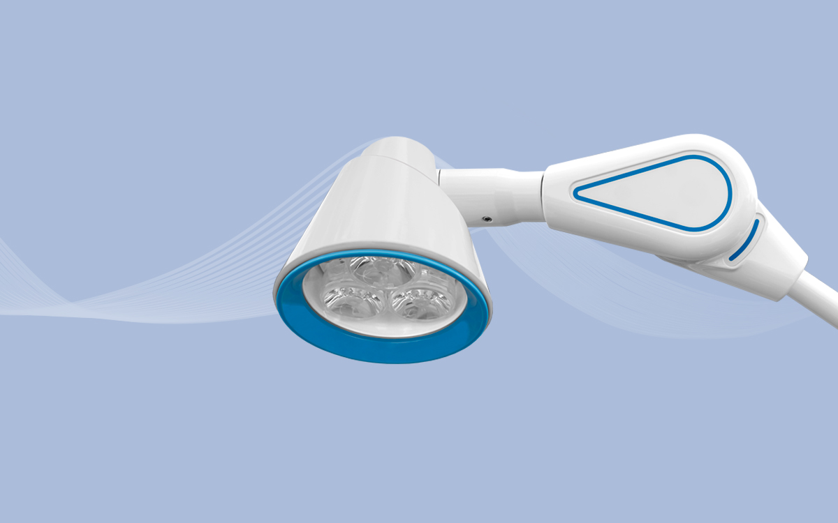 Medical Exam Light with Capacitive Touch Control and Table Clamp, Wall Mount, Rail Clamp, Mobile Stand, and Battery Group Options