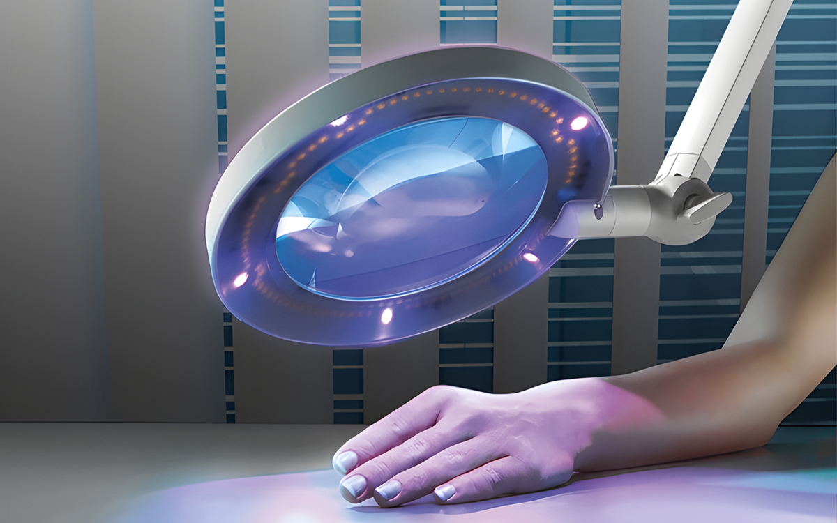 Medical LED Magnifier with Optional UV Woods Light and BLB LEDs for Skin, Veterinary, and Sterilized Product Analysis