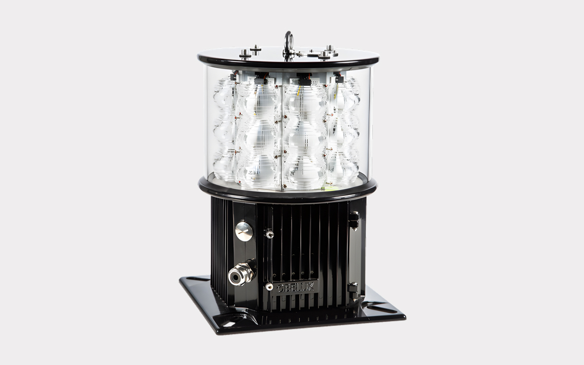 Medium-Intensity Aviation Red and White LED Obstruction Light with GPS Synchronization for Tall Structures