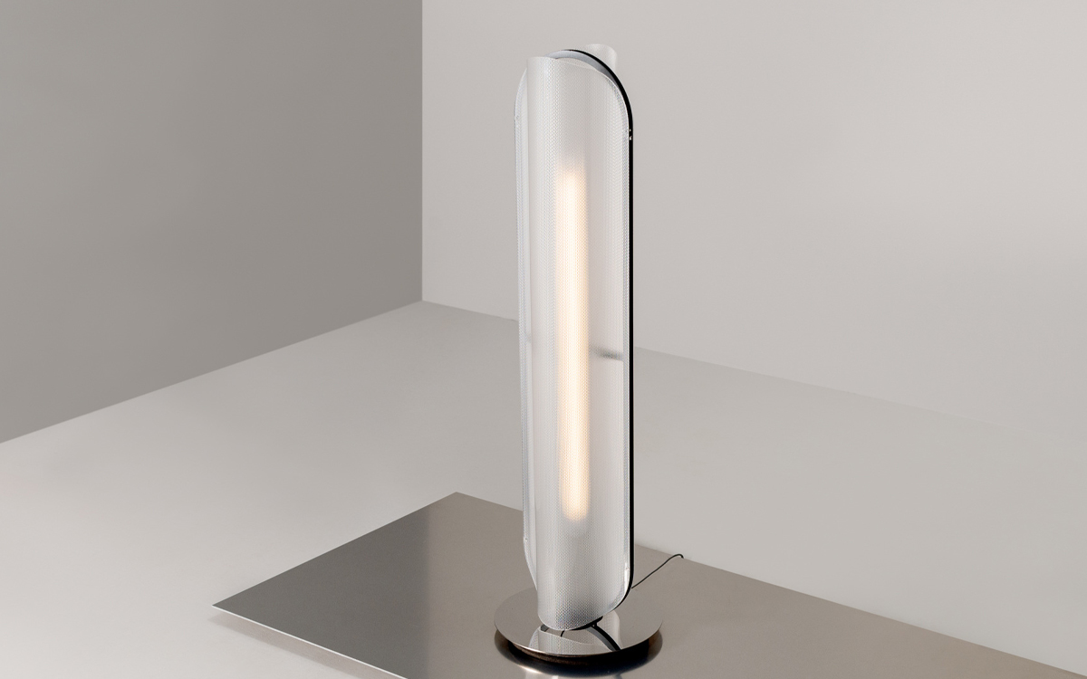 Modern Curvilinear LED Floor Lamp with Prismatic Diffuser and Foot Dimmer Switch for Contemporary Living Rooms