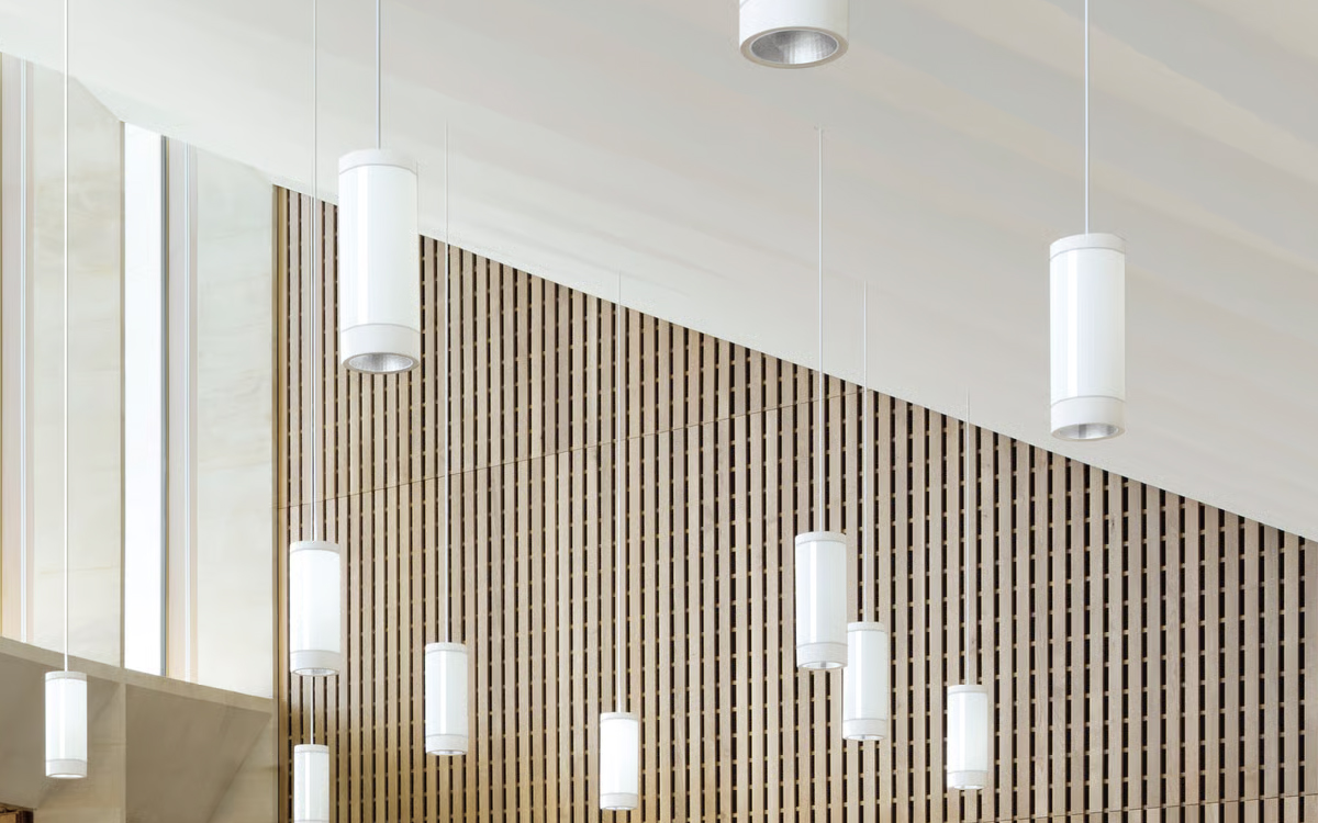 Modern Cylinder Pendant Lights with DALI Controllable RGBW LED Technology