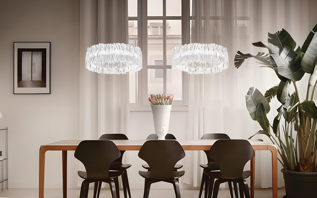 Modern Decorative Chandelier with Integrated Dimmable LED Light and Sculptural Textile-Inspired Design