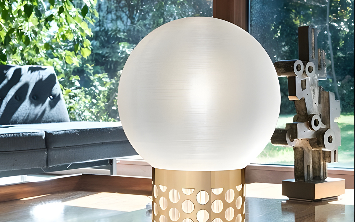Modern Designer Table Lamp with Metallic Technopolymer Shade and Courtesy Night Light Function