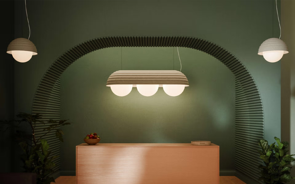 Modern LED Pendant Light with Molded Felt Shade, Opal Glass Diffuser, and Advanced Dimming Controls