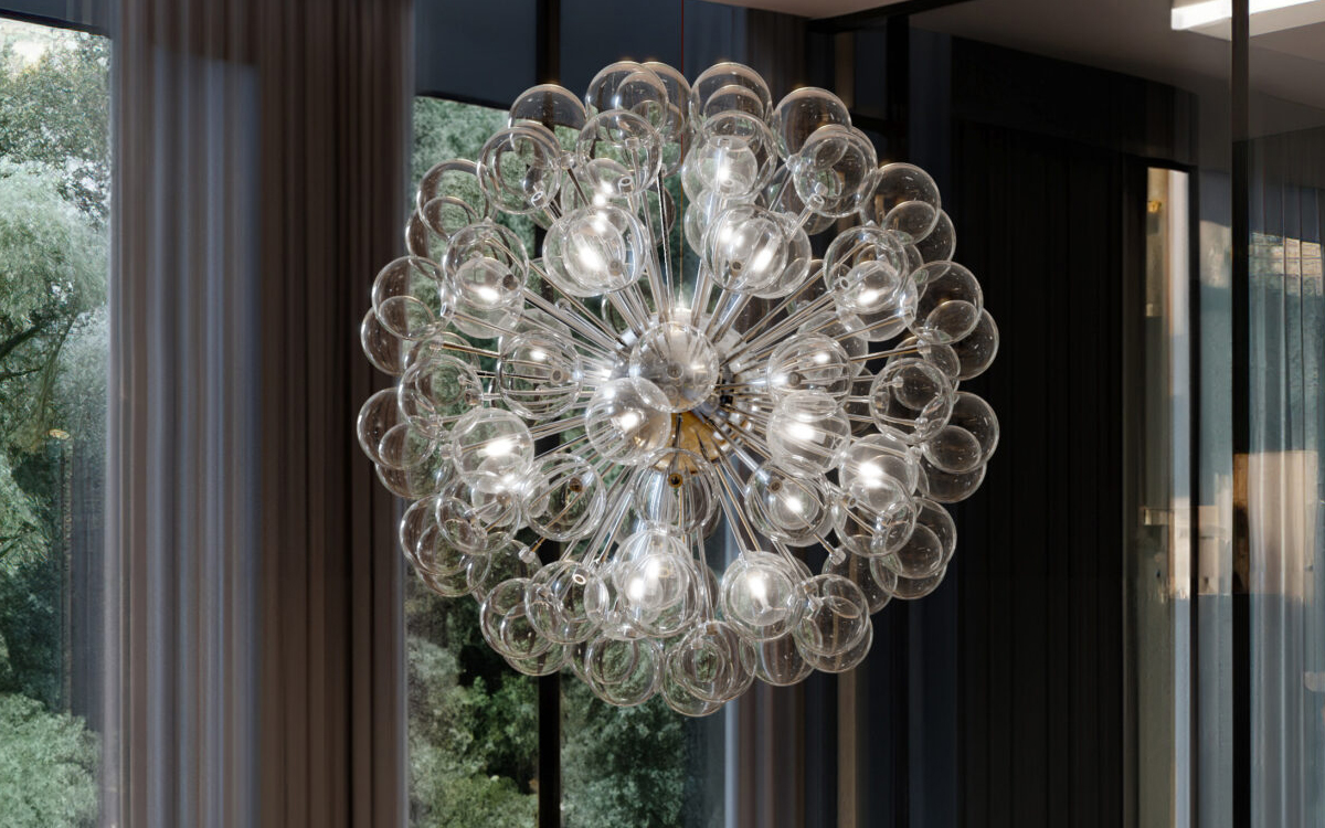 Modern Mathematical Design Chandelier Light with Handblown Glass and Crystal Globes