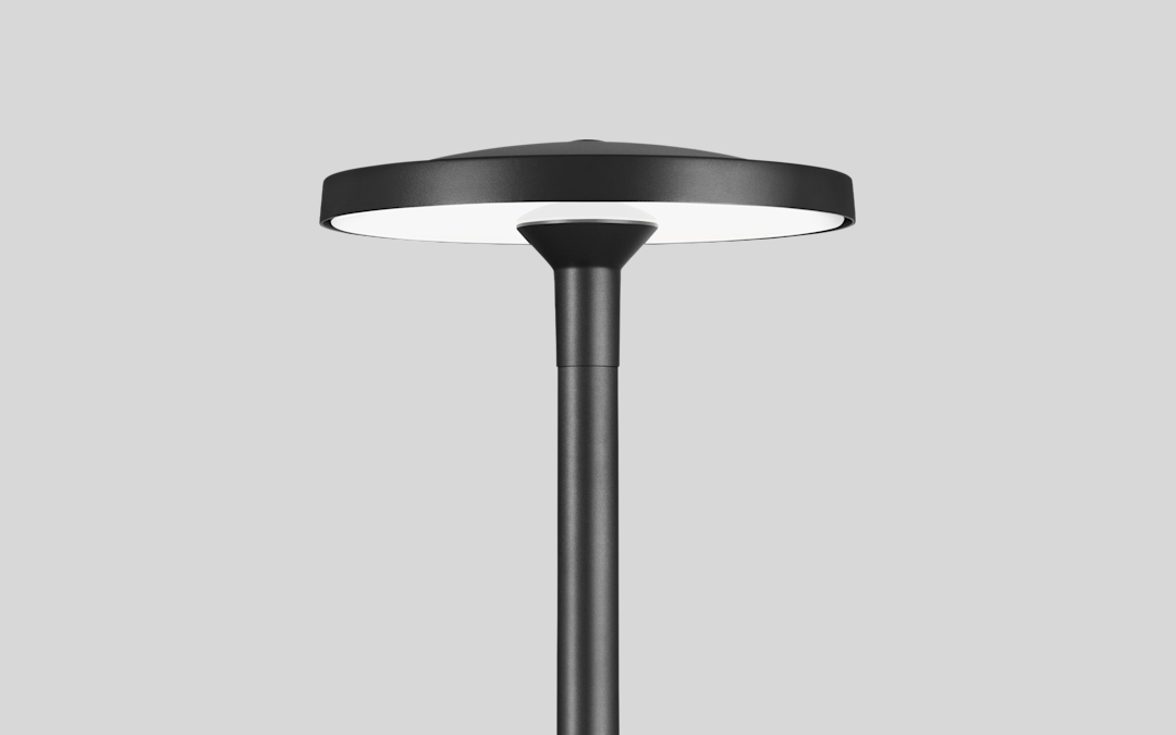 Modern Minimalist Post Top Light with Round Symmetrical Light Distribution