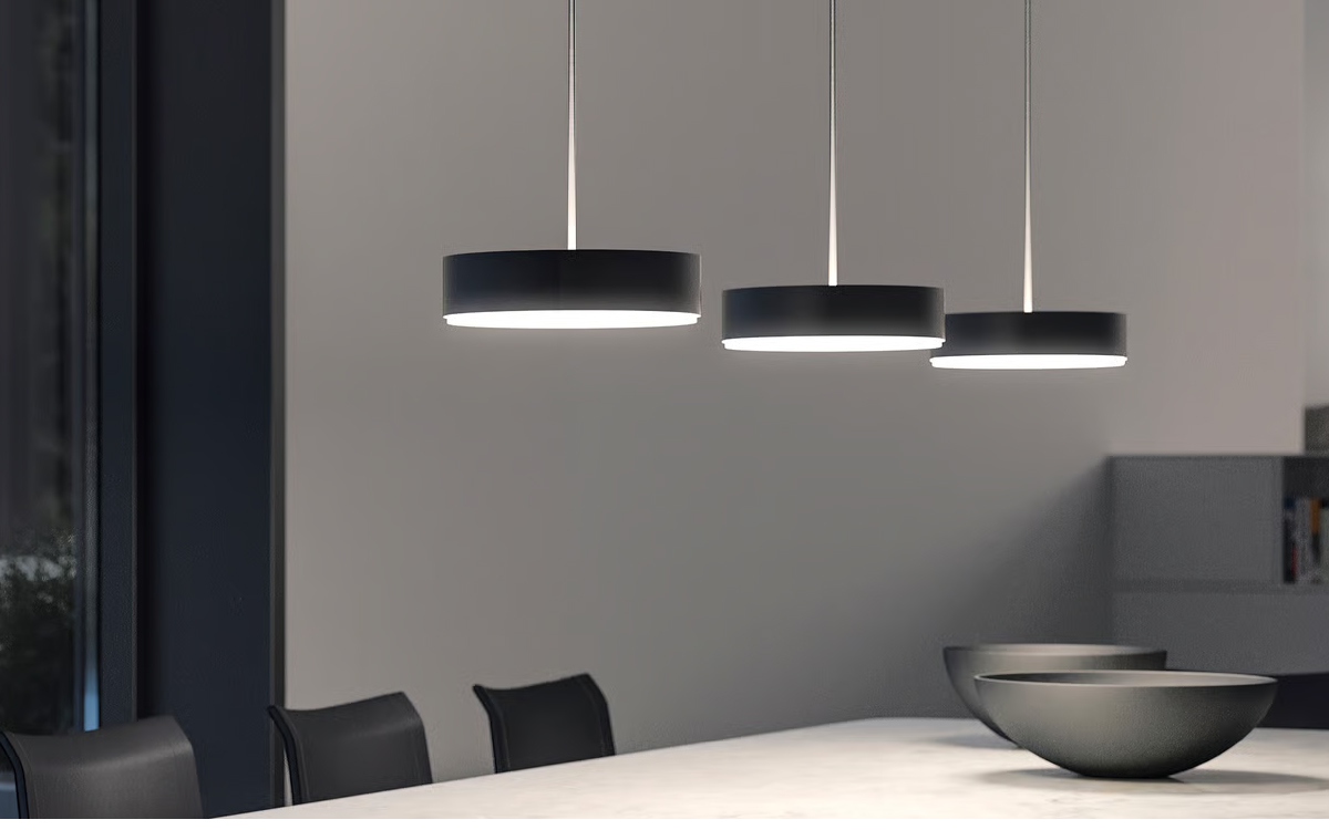 Modern Pendant Light with DUOLOGIC Glass and DALI Control for Table and Counter Illumination