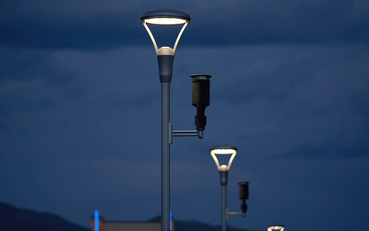 Modern Post Top LED Luminaire with Smart Controls for Dark Sky Compliant Outdoor Lighting