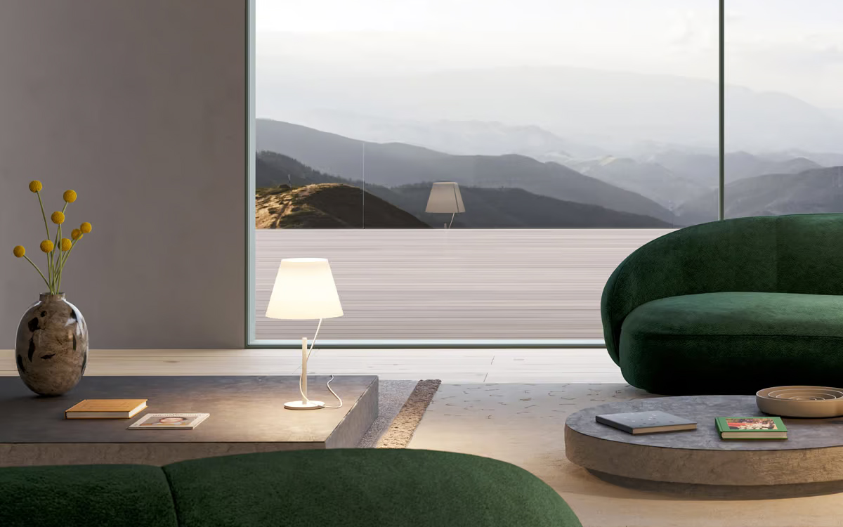 Modern Table Lamp with Floating Shade Design and Touch-Sensitive Dimmer for Contemporary Living Spaces