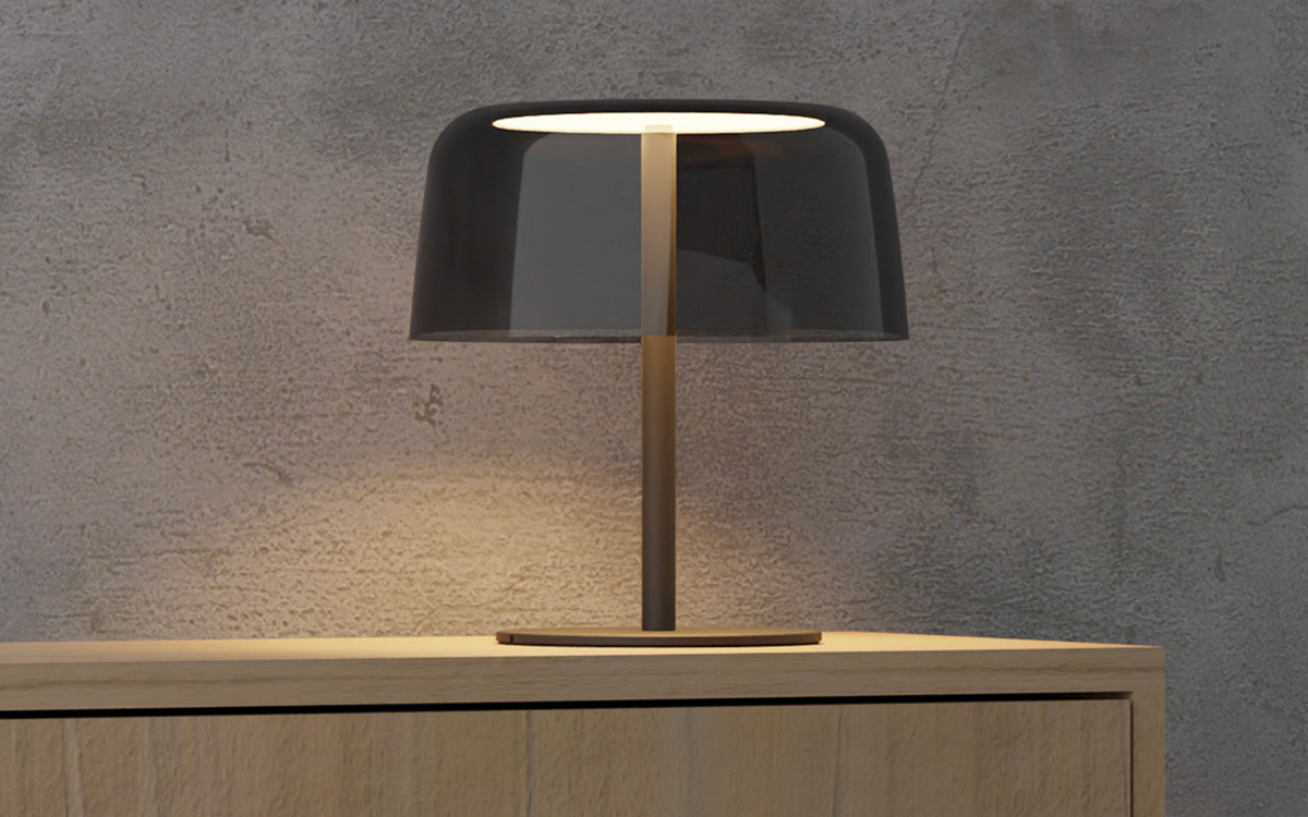 Modern Table Lamp with Transparent Polymer Shades and Built-In USB-C Charger
