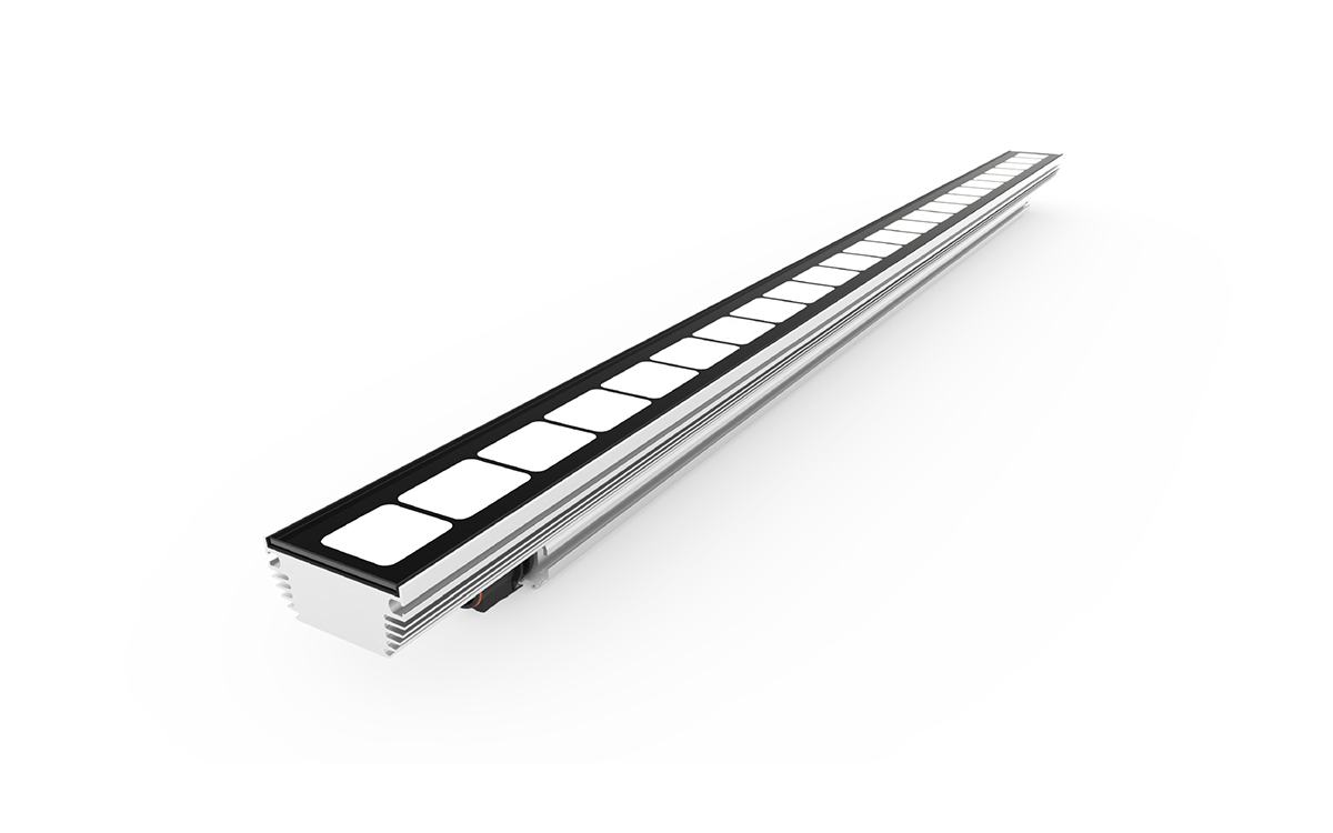 Monochromatic Linear LED Wall Washer and Grazing Fixture with Multi-Protocol DMX, DALI, and 0-10V Control