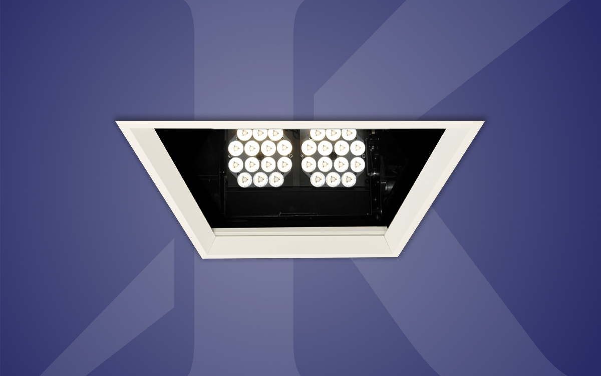 Motorized Medical Exam Downlight with 60 Degree Tilt and Fully Recessed Trapezoidal Housing