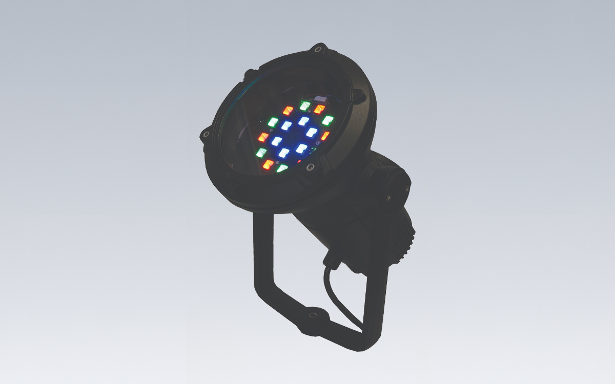 Multi-Color RGB LED Floodlight with Yoke, Pole, Knuckle, and Surface Mounting for Architectural Façade and Landscape Lighting