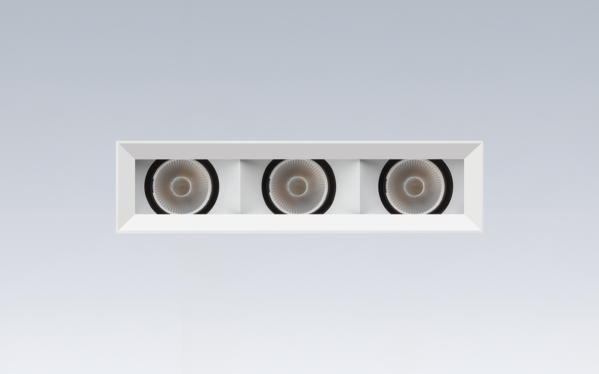Multi-Head Recessed LED Multiples with Slot, Bevel, or Flangeless Trim Options and Independent Beam Control