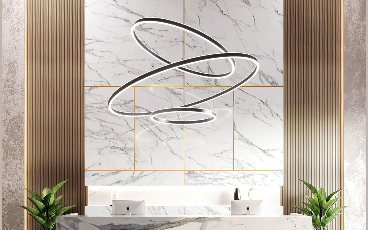 Multi-Ring LED Suspension Light with Indirect Ambient Halo Effect