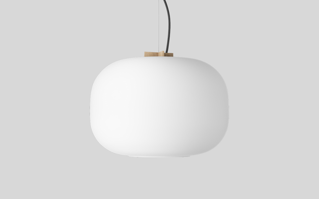 Nordic-Inspired Pendant Light with Opal Glass Shade and Solid Oak Suspension